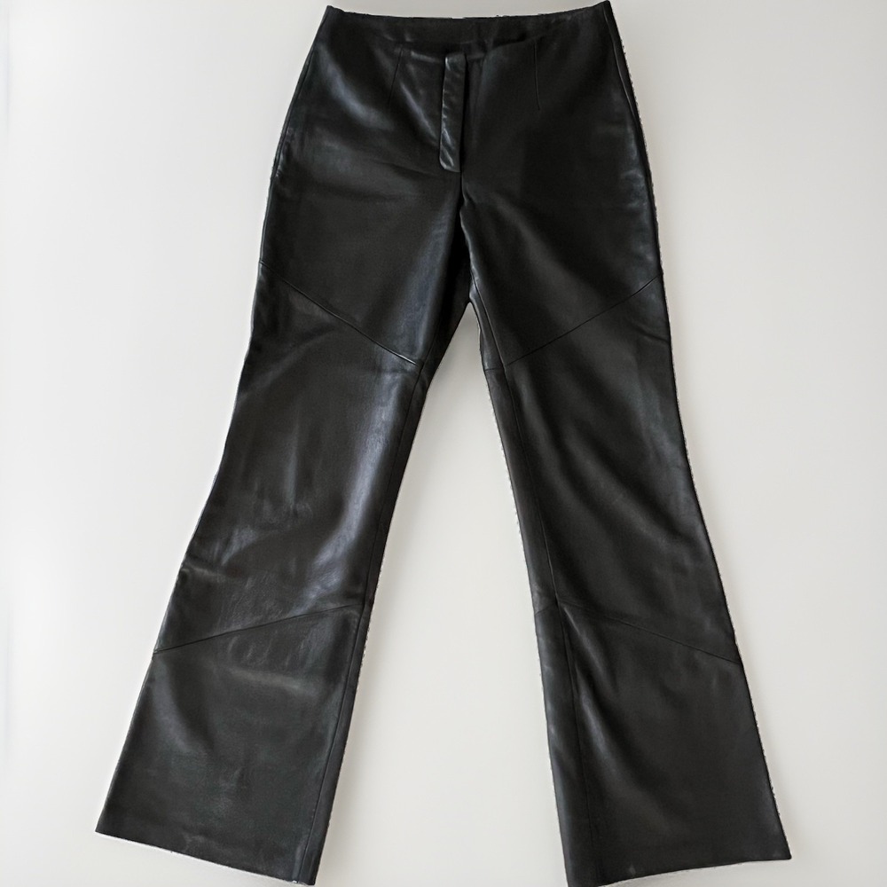 Wilsons Genuine Leather Pants Black Bootcut Motorcycle Womens 4 Soft Lined